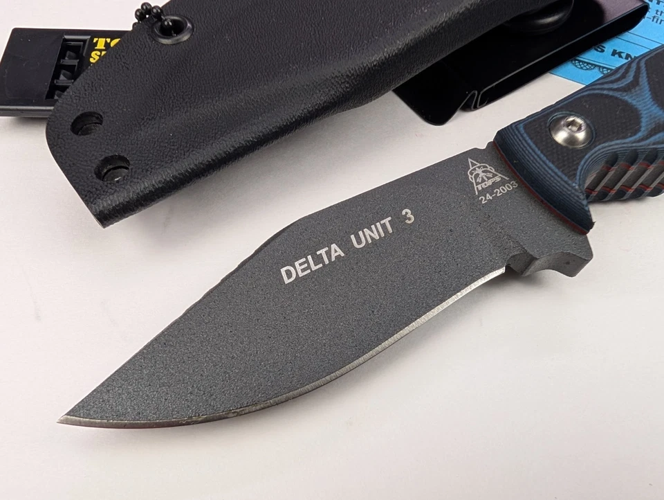 Cuchillos Tops - Cuchillo Delta Unidad 3 - Mangos G10 Negro/Azul + Funda Kydex - EE. UU. Foto 2 de 4