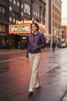 Vintage Y2K Wilsons Leather Pelle Studio M Purple Leather Zip Up Jacket Retro