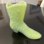 Vintage Fenton Green Custard Satin Finish Daisy And Buttons Boot