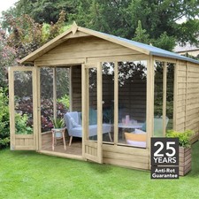 Forest 4LIFE Apex Summerhouse 8x10 Double Door 6 Window Garden Shed