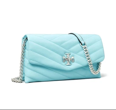 Tory Burch Kira Chevron Chain Wallet Celeste Blue - Image 1 of 3