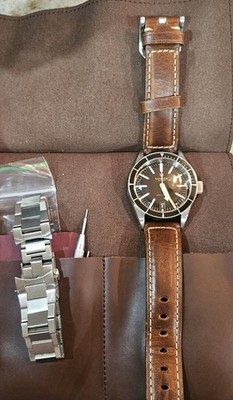 Lorier Hydra V1 -Black Gilt Automatic Diver Leather Strap/Bracelet