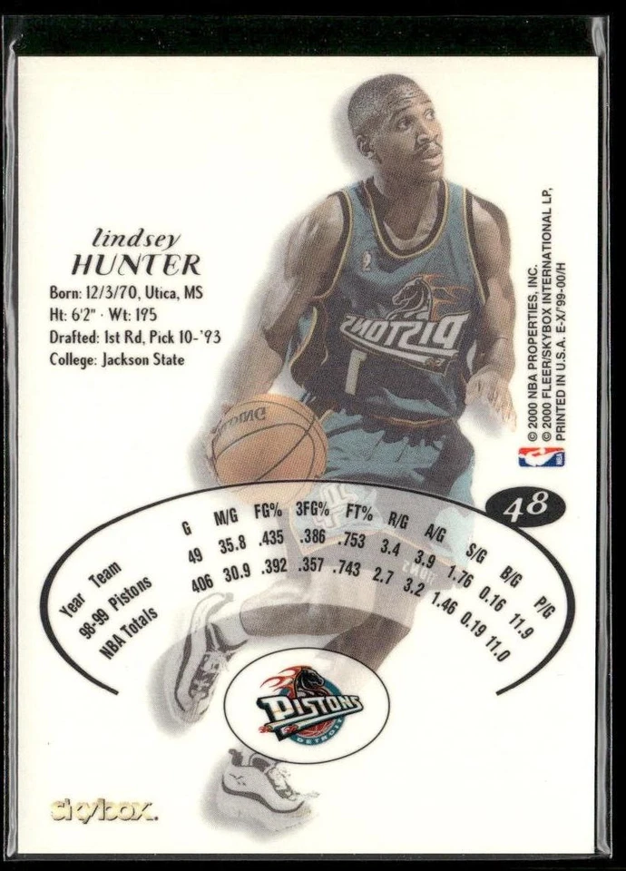 1999-00 E-X #48 Lindsey Hunter - Image 2 of 2
