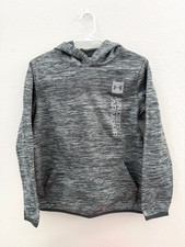 Under Armor Kids Pullover Hoodie, Size Large, Heathered Gray with Logo