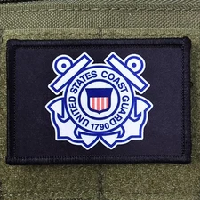 Coast Guard Patch Moral Tactical Anchors Military Army USA Flag Hook & Loop 3x2