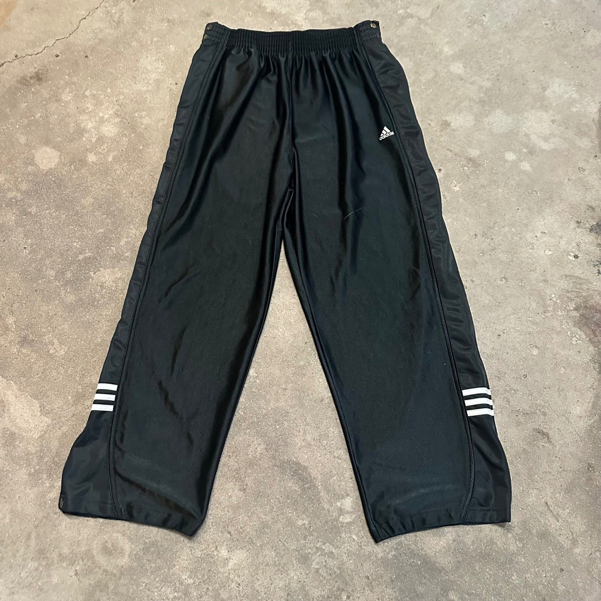 Vintage Y2K Adidas Break Away Track Pants Mens L Black Snap Baggy