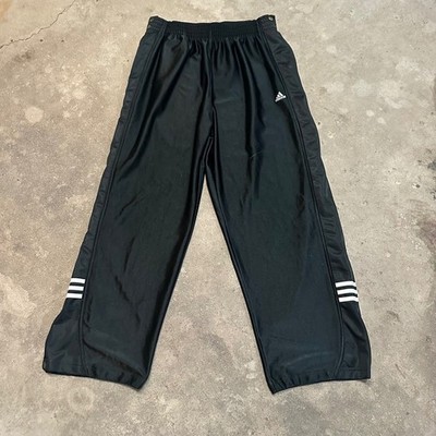 Vintage Y2K Adidas Break Away Track Pants Mens L Black Snap Baggy