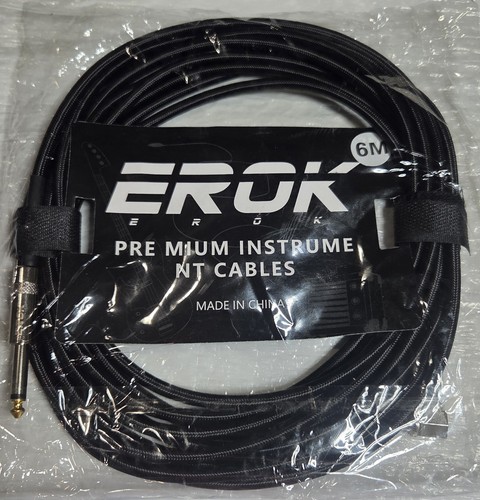 Erok Cavo Chitarra 19.5ft/6m Amplificatore Cavo per Chitarra Elettrica Basso Strumenti Nero - Foto 2 di 5