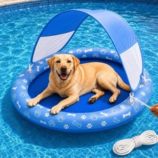 Dog Pool Float with Canopy 57'' X 39'' Inflatable Dog Water Raft for Lake Pet Sw