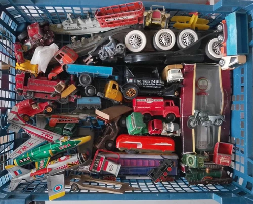 ORIGINAL VINTAGE TOY JOB LOT TINPLATE DIECAST etc CARS TRUCKS MOTORCYCLES & MORE
