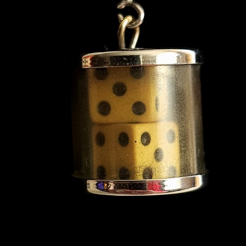 Vintage Paar glückliche kleine Würfel Casino Sterlingsilber Armband Charm Anhänger Glücksspiel - Bild 7 von 13