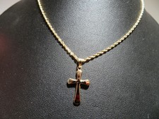 14K YG SOLID ROPE CHAIN 18" LONG WITH CROSS PENDANT 4.30 grams AI-2710