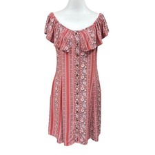 American Eagle Outfitters Floral Ruffled Off The Shoulder Button Front Dress M