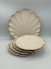 Sonoma Coastal NAUTICAL SAND SHELL Dinner Serving Plate & 4 Salad Plate Set