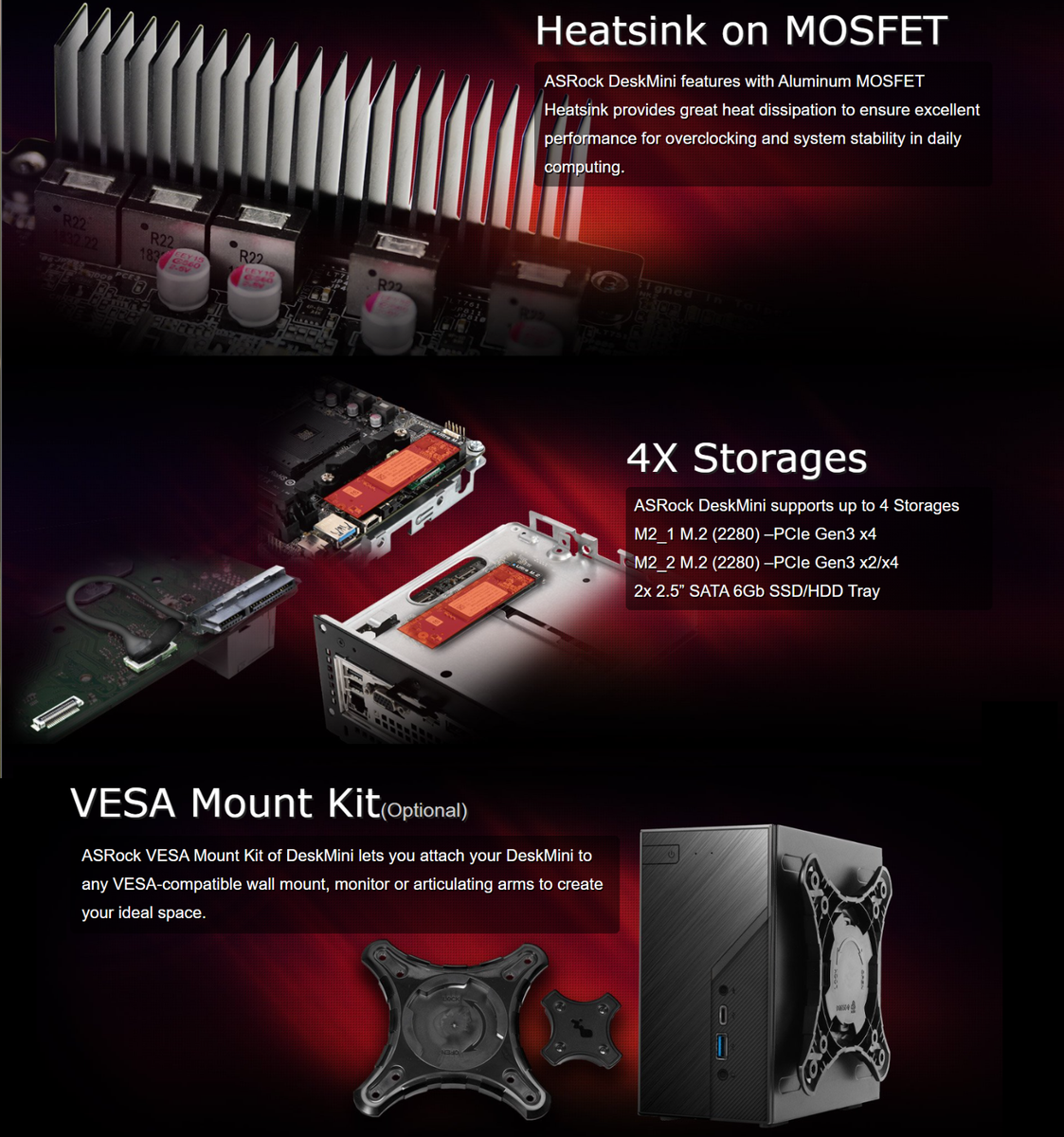 ASROCK DeskMini X300 AMD AM4 Barebone Mini PC, Noctua CPU Cooler