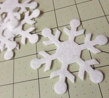 12 White 3" Snowflake Wool Blend Felt Die Cut 