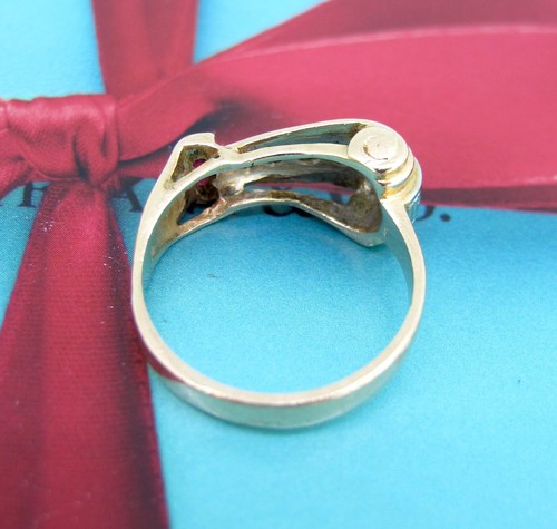 14kt Rose Gold Ruby & Diamonds Antique Ring Size 5 - Picture 7 of 7