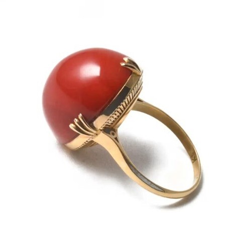 Coral Ring-Wedding Anniversary Birthday Gift For her Silver 18k Gold vermeil - Picture 1 of 6