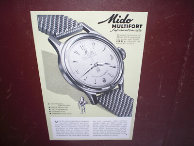   MIDO * GRAND LUXE  MULTIFORT  SUPER AUTOMATIC      RARE  VINTAGE  ADVERT