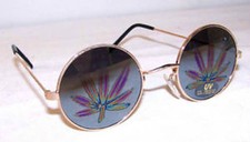 1 pair POT LEAF REFLECTION SUNGLASSES eyewear glasses marijuana leaves novelty