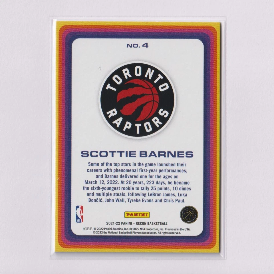 2021-22 Panini Recon Rookie Recon #4 Scottie Barnes RC Rookie - Image 2 of 2