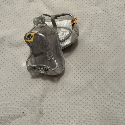 Build A Bear Shoes Heel Silver Clear Glitter Bow Rhinestones Dressy Accessories - Picture 5 of 5