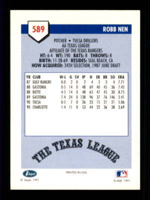 1991 Line Drive AA #589 Robb Nen - On Card Autograph | eBay
