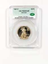 1987-P American Gold Eagle $25 1/2 Ounce CAC Grading PR69 Deep Cameo 3990.00 per troy oz