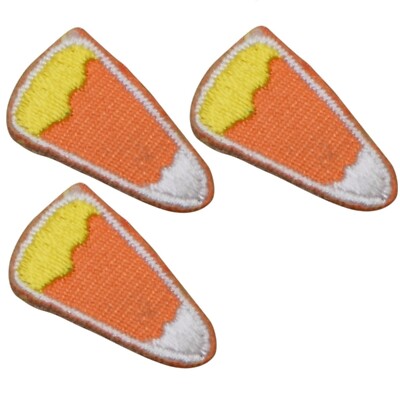 Mini Candy Corn Applique Patch - Halloween Treat .75'' (3 Pack, Iron on)