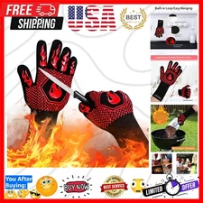 Cut-Resistant Grilling Gloves - 13.5 Inch Fireproof Silicone, Safe & Comfortable