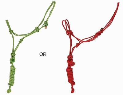 Full Size Nylon Rope Halter w Detachable Lead Rope in Either Lime Green or Red