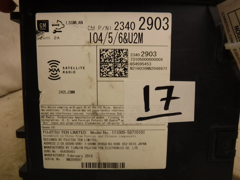 14 15 16 17 Chevrolet GMC Silverado Yukon Radio Receiver Module 23402903 B17 - Image 3 of 4