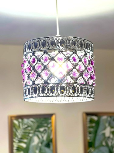 Moda Ceiling Litght Shade Pendant Round Chandelier Acrylic Beaded Home Office - Picture 12 of 35