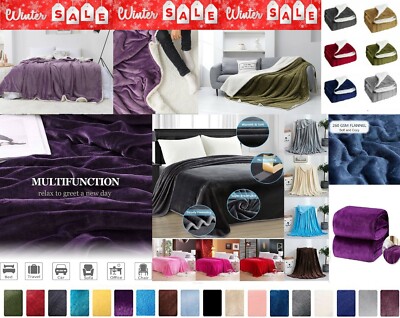 Sherpa Decke Fleece Überwurf & Läufer warm flauschig Nerz Sofaüberwürfe Double King