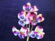 Vintage Velvet Pansy 5pc Bunch Purple Ivory 1 1/2" Blooms Czech Y311
