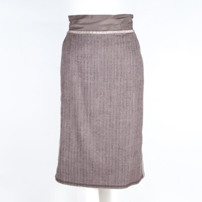 Riani Skirt Pencil Straight Below Knee Wool Elastane Brown Pinstripe Size US 12