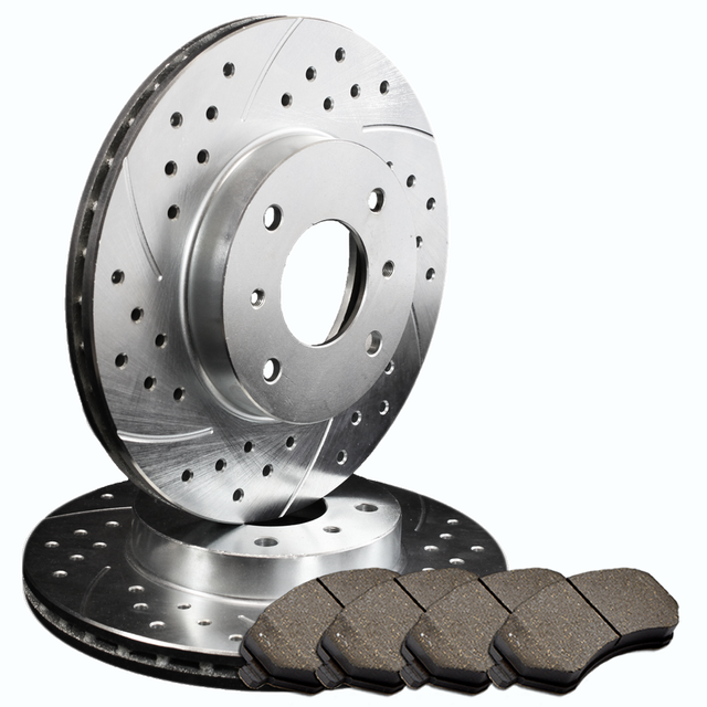 Double Drilled Slotted Zinc Coated Front BRAKE ROTORS & 4 CERAMIC Pads ATL015133 eBay
