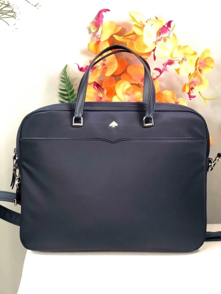 KATE SPADE NEW YORK Jae Dark Navy Blue Nylon Laptop Shoulder Bag #WKRU6618