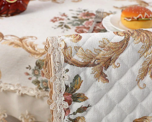 Chenille Rectangle Vintage Lace Tablecloth Events Round Dining Chair Cover - Picture 5 of 45