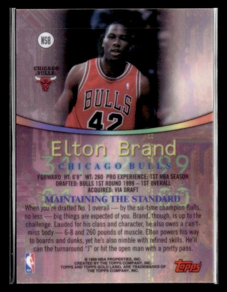 1999-00 Topps Gold Label #NS8 Elton Brand New Standard - Image 2 of 2