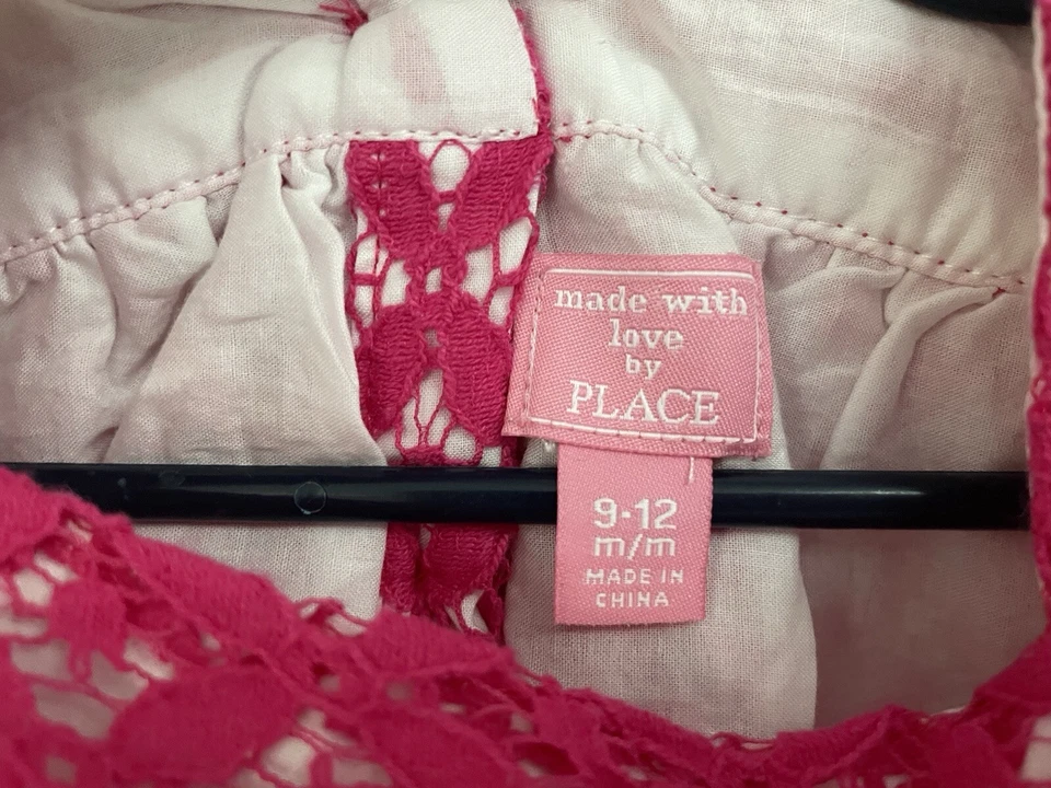 TCP Bebé Niña Margarita Flor Rosa Encaje Forrado Algodón Manga Corta Vestido Rosa 9-12 M Foto 2 de 4