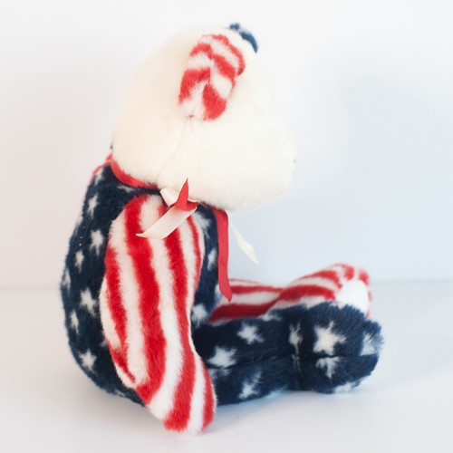 Ty Beanie Buddies 1999 Spangle Bear Red White Blue 14" Plush Patriotic July 4 - Picture 2 of 9