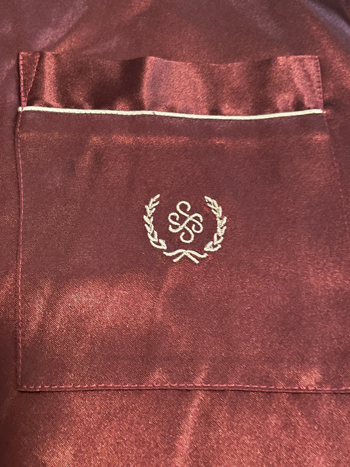 Halston Pajama Lounge Set Solid Maroon Satin Larg… - image 4