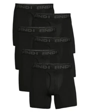 3 or 6 Men's AND 1 Performance Dri-Fit Stretch Boxer Brief Underwear 6" Inseam