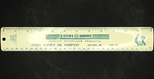 C1940s Cities Service Oil Co Advertising Metal Ruler Cedar Rapids Iowa CITGO