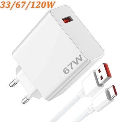 Für Xiaomi 120W 67W/33W Ladegerät Netzteil 6A USB-C Kabel Redmi Note10/11/12Pro