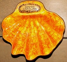 Vintage South Carolina Ceramic Sea Shell Ashtray - Treasure Chest Made in USA