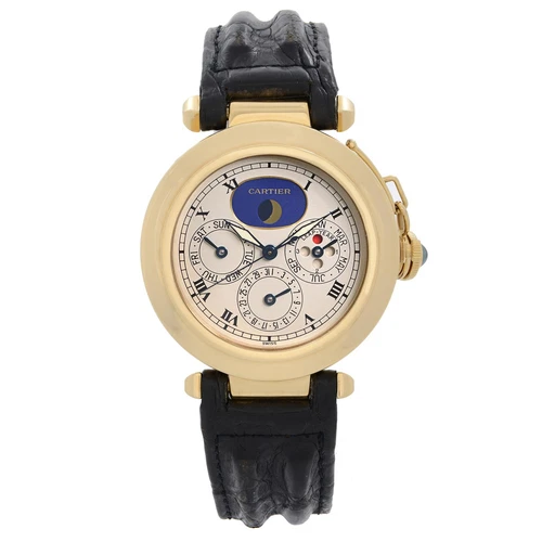 Cartier Pasha 18K  Yellow Gold Moonphase Perpetual Calendar Quartz Watch 30003