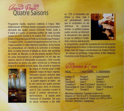 VIVALDI quatre saisons (transcription pour orgue 4 mains) ADAMCZEWSKI BARDON - Imagen 3 de 4