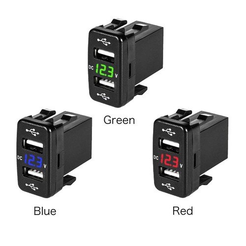 Adattatore presa caricatore auto 12V/24V doppia porta USB 12V display voltmetro per Toyota - Foto 6 di 12